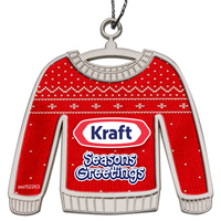 Die Cast Holiday Ornament - Shiny Nickel Finish Ugly Sweater - No Epoxy